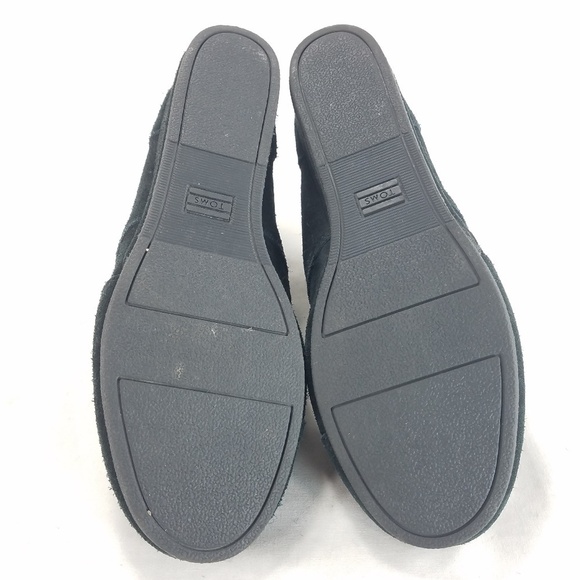 Toms Boots Black Ws Sz 6 Fashion Booties Suede Leather Wedge Desert Boho Lace Up - Picture 6 of 15